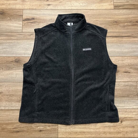 Men's Columbia Fleece Vest SZ XL Gray Full Zip Pockets Casual Logo - Picture 1 of 9